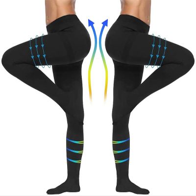 20-30 mmHg Women Compression Pantyhose,Closed Toe Medical Compression Stockings,Waist High Opaque Compression Tights for Varicose Veins,GraduAated Compression Panty Hose for Teacher,2 Pairs-Black-2XL