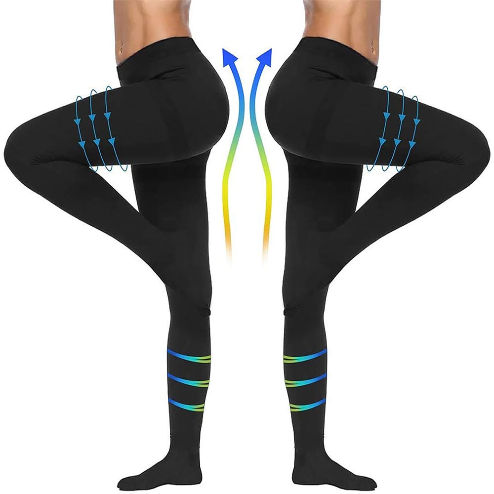 20-30 mmHg Women Compression Pantyhose,Closed Toe Medical Compression Stockings,Waist High Opaque Compression Tights for Varicose Veins,GraduAated Compression Panty Hose for Teacher,2 Pairs-Black-2XL