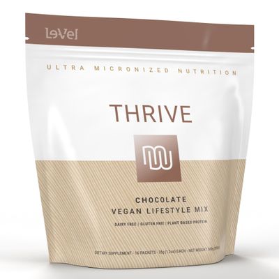Le-Vel Thrive Vegan Protein Shake | 16 Packets 35g | Gluten-Free, Plant-Based Protein with Probiotics, Fiber & Enzymes | Supports Lean Muscle & Digestive Health (16 Packets (Pack of 1), Chocolate)