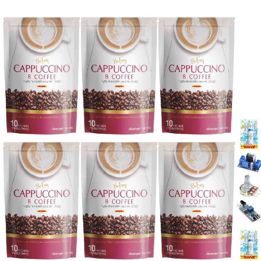 BCoffee Cappuccino B Coffee Mixed Powder Roasted Delicious Intense Fruit Snack Good Shape 10 Sachets/Pack(150g) Set 6 A076 By Thaigiftshop [Get Free Tomato Facial Mask]