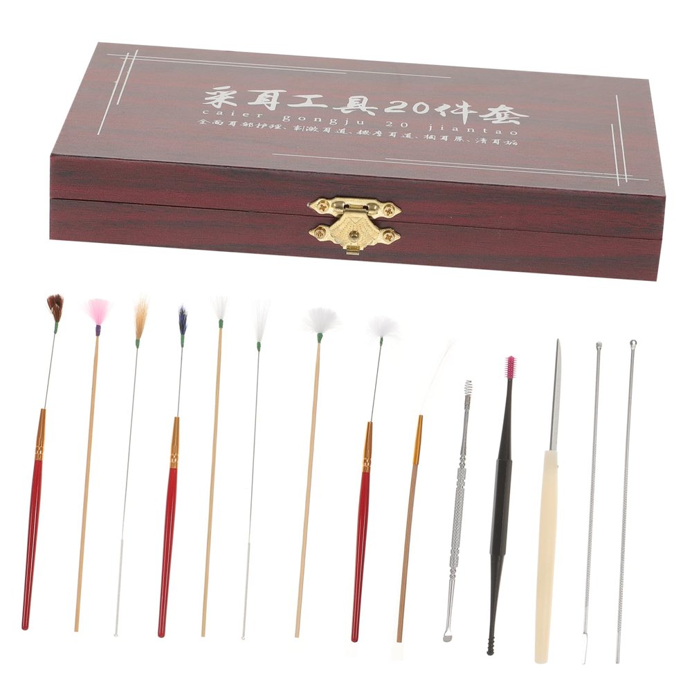 NOLITOY Earwax Cleaning Tools Ear Spoon Kit with Premium Anti Safe Daily Use Practical Ear Cleaners for Family Earwax Removal Dark Red