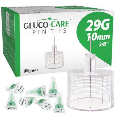 ONE-Care Pen Tips 29G x 10mm (3/8) Universal Fit, Thin-Wall Flow Design, 100 Count Box