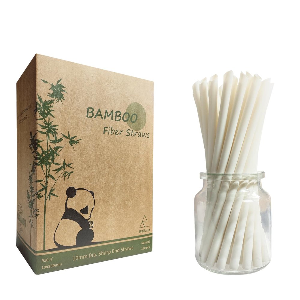 10mm Super Wide Biodegradable Bamboo Bubble Tea Straws, 100% Eco Friendly Disposable Drinking Straw Made of Planted Fiber, Large Bamboo Fiber Straw Perfect For Smoothies, Jumbo and Boba