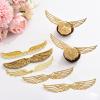 100 Pcs Wizard Party Decoration Golden Wings Chocolate Decor with 100 Glue Point Gold Glitter Wings Wizard Chocolate Decoration Wafer Cupcake Toppers for Themed Party Birthday Cake Wedding (2 styles) view 3