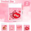 Valentines Treat Bags, 100 PCS Valentiens Cellophane Treat Bags, Valetines Candy Bags, Self Adhesive Plastic Valetine Gift Bags Cookie Bags Goodie Bags for Valentine's Day Holiday Party Favor Supplies view 2