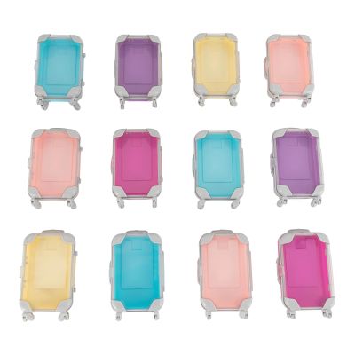 Liffshsy 12 Pack Mini Suitcase Party Favor Box, Simulation Trolley Case Plastic Suitcase Gift Box Empty Candy Box False Eyelashes Packaging Box, Mini Suitcase Luggage 5 Colors