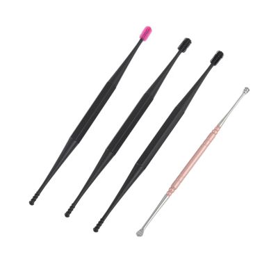 TOVINANNA 4pcs Silicone Ear Spoon Double-Ended Ear Cleaners and Stainless Steel Spiral for Wax Removal Mixed Colors Random Color