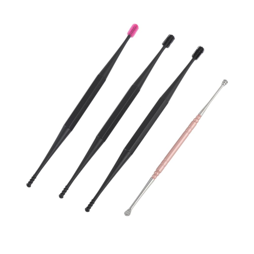 TOVINANNA 4pcs Silicone Ear Spoon Double-Ended Ear Cleaners and Stainless Steel Spiral for Wax Removal Mixed Colors Random Color