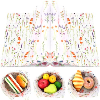 150Pcs Lavender Deli Paper, 9.8 x 8.3inch Spring Flower Proof Food Deli Paper Sandwich Grease Resistant Liners Greaseproof Food Wax for Home Kitchen