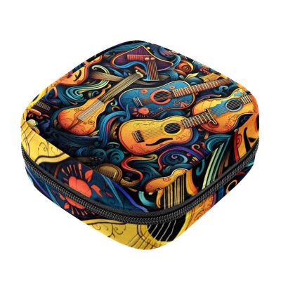 Sanitary Napkin Storage Bags, Instruments Pattern Menstrual Pad Bag Oxford Cloth Menstrual Cup Pouches Nursing Pad Tampon Period Bags with Zipper for Teen Girls Women Ladies
