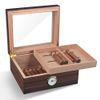 BCCCLLLSA Humidor Cigar Box Humidor Cigar Display Box Glass Window Handcrafted Handcrafted Cedar Humidor with Front Digital Hygrometer Spanish Cedar Lined Cigar Box Cigar Gifts for Men view 1