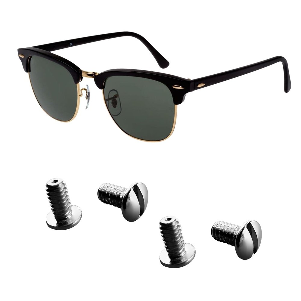 Ray Ban RB3507 RB2716 RB3016 Clubmaster Replacement Back Side Lenses Screws 4 with Screwdriver 1 (Silver, Nose bridge Hold Screws)