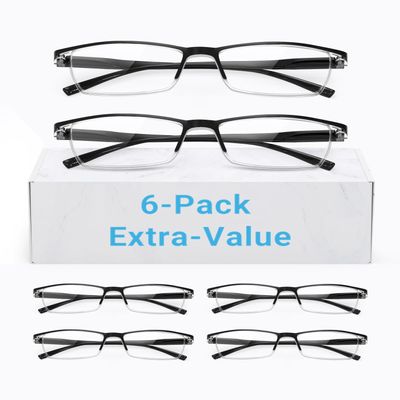 LUFF 6Pcs Anti-Blue-ray Reading Glasses Portable Ultra-Light Readers(2.25X)