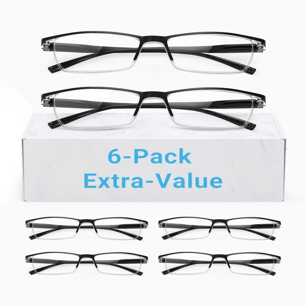 LUFF 6Pcs Anti-Blue-ray Reading Glasses Portable Ultra-Light Readers(2.25X)