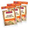Toufayan Everything Smart Pockets Pita Bread | Pre-Cut & Scored Sandwich Pockets | Freeze on Arrival (3 Packs, 18 Total) view 1