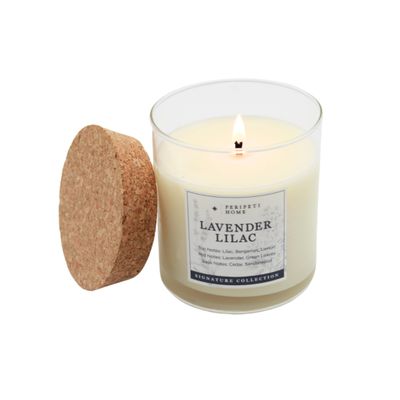 PERIPETI Home Lavender + Lilac Scented Candle, Classic Wick