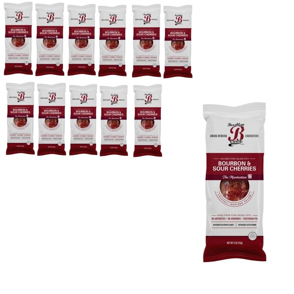 Brooklyn Cured Bourbon & Sour Cherries Uncured Salami Chub, 5 oz, 12 Pack