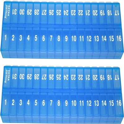 AM PM 31 Day Once-a Day Monthly Pill Planner Organizers - Large Compartment Pill Boxes Store Medications for Entire Month Plus Compartment for Extra Pills (AM/PM) (Am/Pm Blue & Blue)