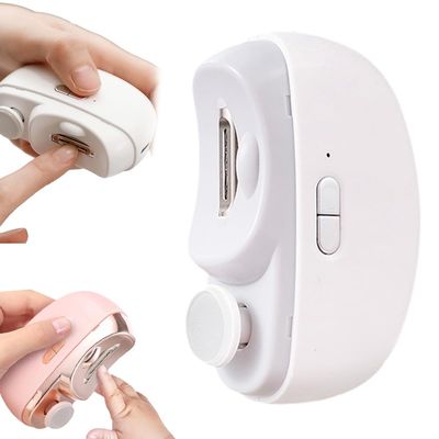 3 in 1 Electric Automatic Nail Clippers with Polishing, Safe Nail Trimmer with 2 Adjustable Speeds, Baby Nail Cutter, USB Rechargeable Electric Nail Clippers for Seniors, Adults, Children (White)