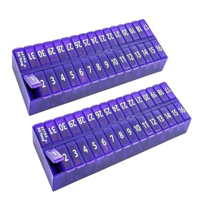 AM/PM 31 Day Once-a Day Monthly Pill Planner Organizers - Large Compartment Pill Boxes Store Medications for Entire Month Plus Compartment for Extra Pills (Am/Pm Purple & Purple)