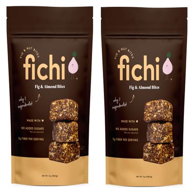 Fichi Fig and Nut Bites, a Wholesome and Delicious Gluten-Free Italian Fruit and Nut Snack (Two Pack, Fig and Almond)