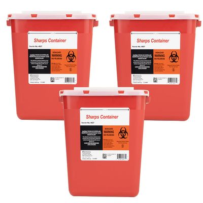 2 Gallon Large Sharps Container Safely Waste Biohazard Needle and Syringe Disposal Professional Use Biohazard Containers, Final Lock Lid (3)