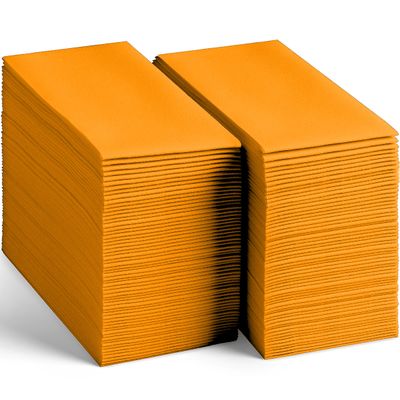 200-Pack Disposable Linen-Feel Luminous Orange Napkins, 12" x 17" Cloth-Like Paper Dinner Napkins For Wedding, Bathroom, Party Or Event