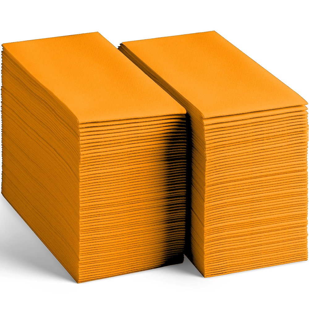200-Pack Disposable Linen-Feel Luminous Orange Napkins, 12" x 17" Cloth-Like Paper Dinner Napkins For Wedding, Bathroom, Party Or Event