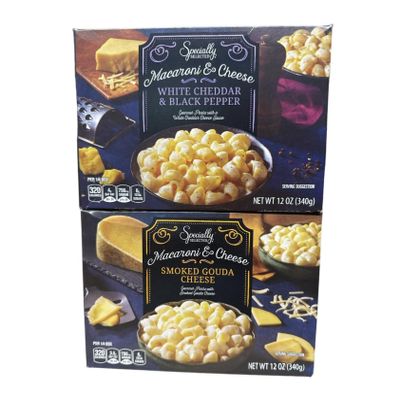 2-PACK Premium Creamy Macaroni & Cheese** | **1 Box Irresistibly Rich Smoked Gouda** & **1 Box Velvety White Cheddar & Bold Black Pepper** | **Deliciously Cheesy, Comforting Food** - **12oz Each!**