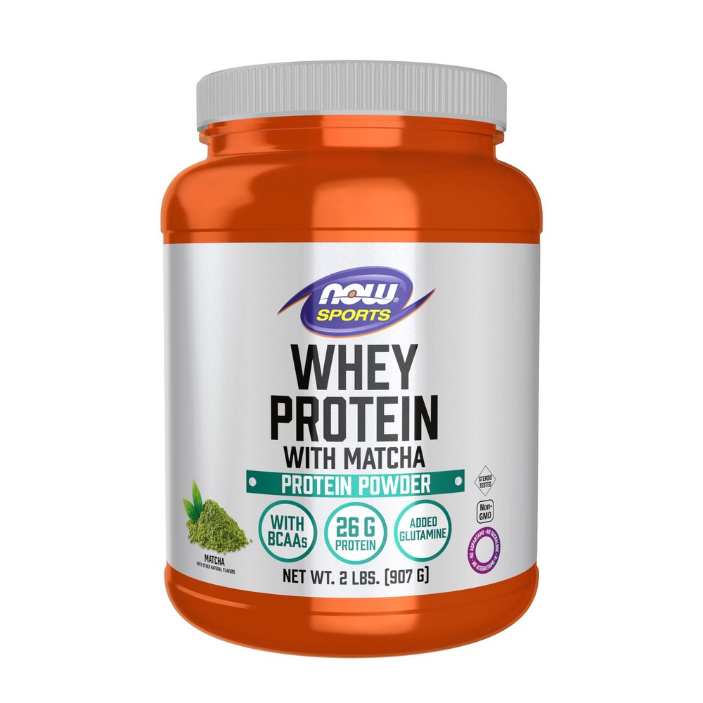 Now Sports Nutrition, Whey Protein, 24 G with BCAAs, Matcha Powder, 2-Pound