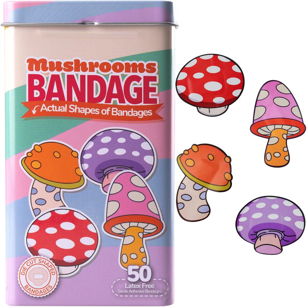 BioSwiss Bandages, Mushroom Shaped Self Adhesive Bandage Set, Latex Free, Sterile Wound Care, 50 Count