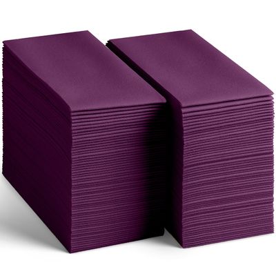 200-Pack Disposable Linen-Feel Amethyst Napkins, 12" x 17" Cloth-Like Paper Dinner Napkins For Wedding, Bathroom, Party Or Event