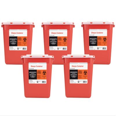 2 Gallon Large Sharps Container Safely Waste Biohazard Needle and Syringe Disposal Professional Use Biohazard Containers, Final Lock Lid (5)
