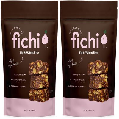 Fichi Fig and Nut Bites, a Wholesome and Delicious Gluten-Free Italian Fruit and Nut Snack (Two Pack, Fig and Walnut)