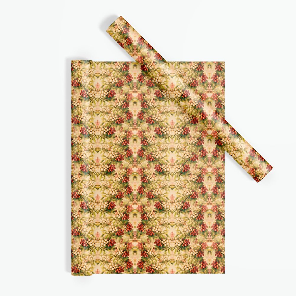 ZumBuys Vintage Mistletoe Wrapping Paper Roll, Red Green Gold Mistletoe Pattern, 90 gsm Fine Art Paper, Available in 3 Sizes (Glossy, 30x180 Inch)
