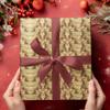 ZumBuys Vintage Mistletoe Wrapping Paper Roll, Red Green Gold Mistletoe Pattern, 90 gsm Fine Art Paper, Available in 3 Sizes (Glossy, 30x180 Inch) view 2