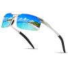 willochra Full lens Polarized Sports Reading Sunglasses for Men Blue Mirror Cycling Wrap Around Safety glasses with reader (BLUE LENS, 3.5, x) view 1