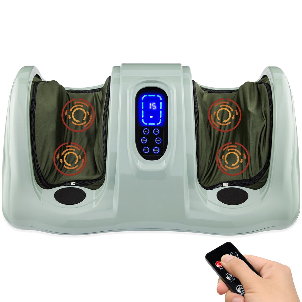 Best Choice Products Shiatsu Foot Massager for Pain Relief, Plantar Fasciitis, Neuropathy, Blood Circulation, Remote Control w/Compact Design - Sage Green