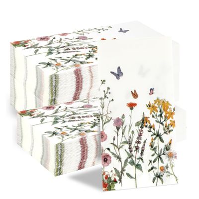150 Pcs Floral Napkins Disposable Paper Napkins Decorative Paper Watercolor Flower Guest Napkins Spring Paper Napkins Hand Towels for Bathroom Wedding Birthday Bridal Shower Tea Party Decorations