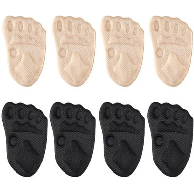 4 Pairs Metatarsal Pads for Women Foam Ball of Foot Cushions for Pain Relief and Comfort 2 Beige and 2 Black
