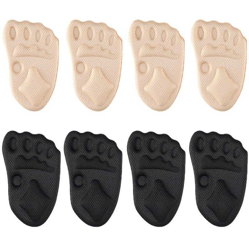 4 Pairs Metatarsal Pads for Women Foam Ball of Foot Cushions for Pain Relief and Comfort 2 Beige and 2 Black