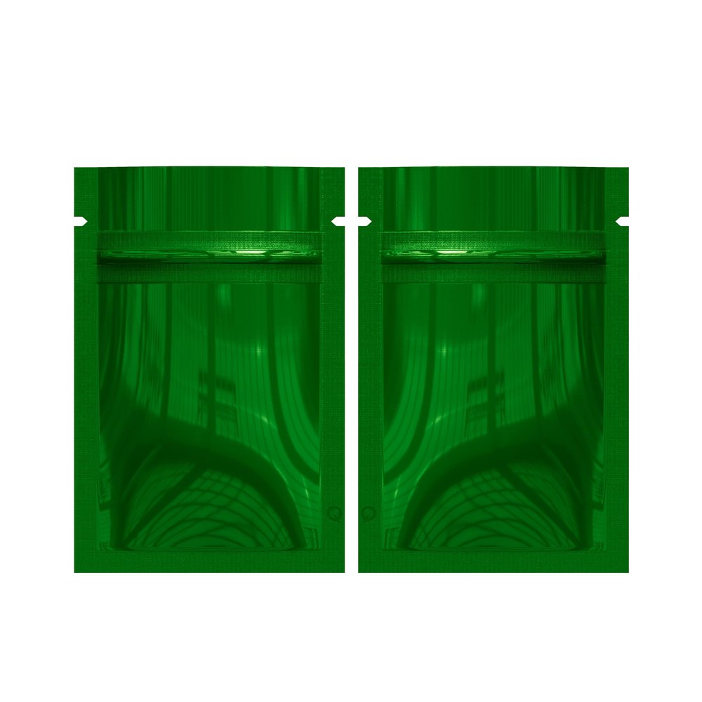 1000 Customized Printed Mylar Bags Design Logo Flat Resealable Zipper Pouches for Small Business, Pop Up Shop, Parties (Glossy Green, 3.35 inch x 5.12 inch)