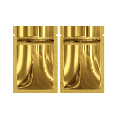 1000 Customized Printed Mylar Bags Design Logo Flat Resealable Zipper Pouches for Small Business, Pop Up Shop, Parties (Glossy Gold, 3.35 inch x 5.12 inch)