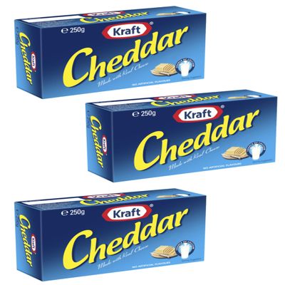 Australian Made Cheddar Cheese (Pack of 3 x 250g EA) Made with Natural Cheese ...