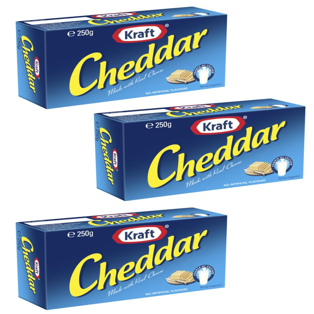 Australian Made Cheddar Cheese (Pack of 3 x 250g EA) Made with Natural Cheese ...