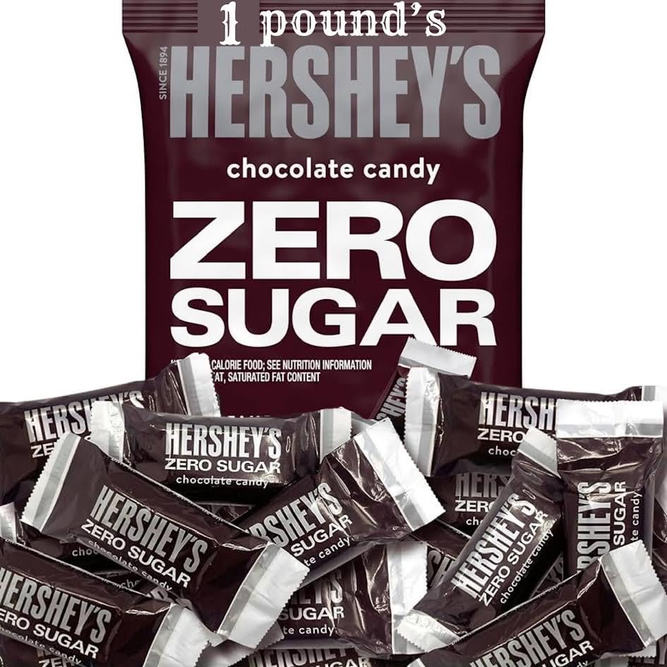 HERSHEY'S Zero Sugar Assorted Chocolate Candy Bag, Zero Sugar Assorted Flavors, for Special Occasions (1 Pound, Milk Chocolate)