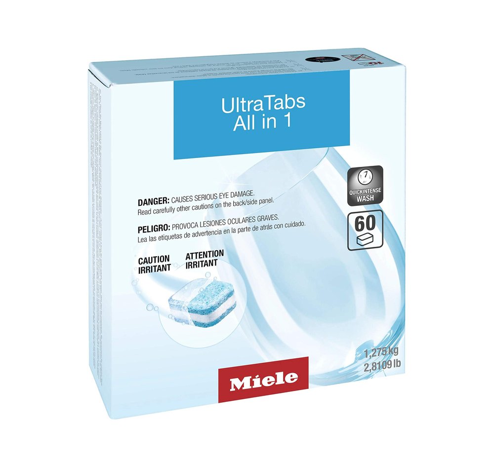Miele UltraTabs All-in-One Dishwasher Detergent Tabs, Compatible with All Dishwashers, 60 Tabs, Pack of 5