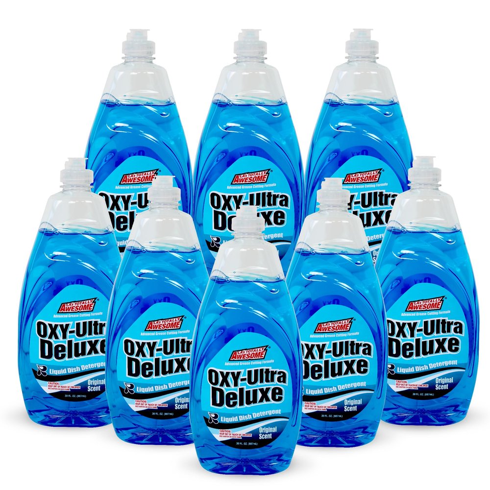 La's Totally Awesome Dish Soap Liquid Original Scent (30 fl oz, Pack of 8) Grease-Fighting Dishwashing Liquid from Awesome Cleaner Brand