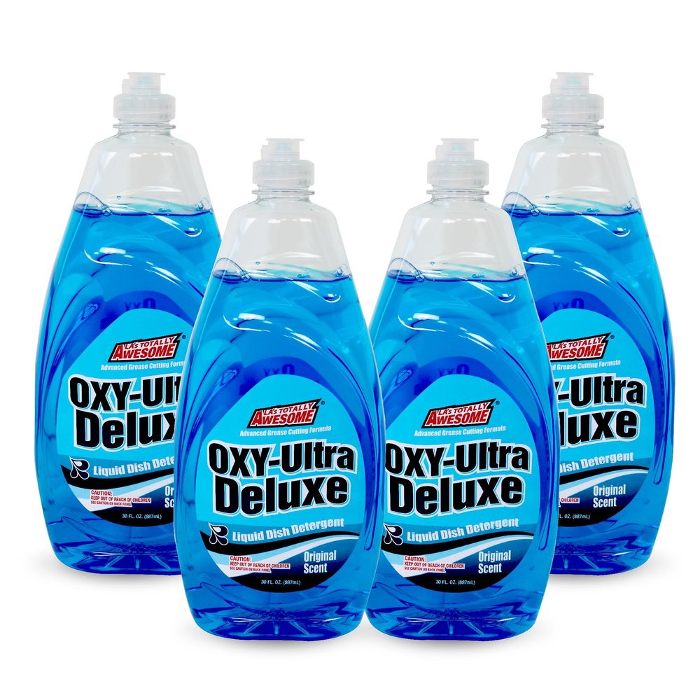 La's Totally Awesome Dish Soap Liquid Original Scent (30 fl oz, Pack of 4) Grease-Fighting Dishwashing Liquid from Awesome Cleaner Brand