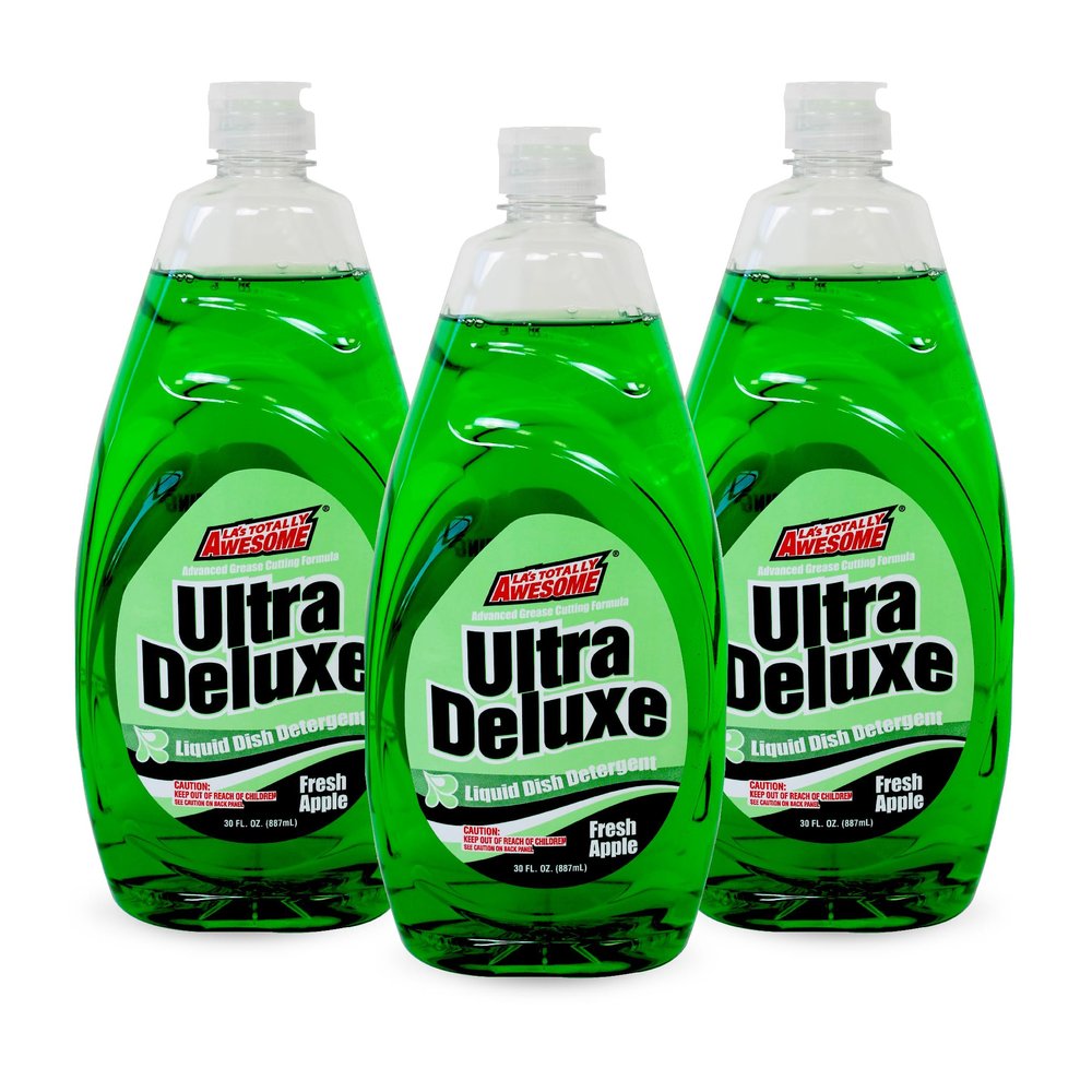 La's Totally Awesome Dish Soap Liquid Fresh Apple Scent (30 fl oz, Pack of 3) Grease-Fighting Dishwashing Liquid from Awesome Cleaner Brand